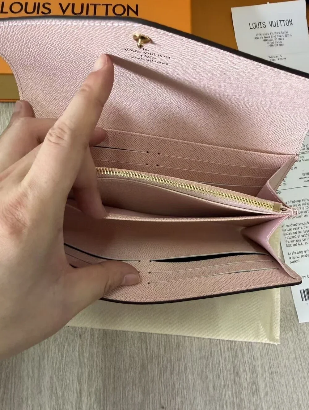 Louis Vuitton Monogram Long Wallet with Pink Interior Sarah Wallet